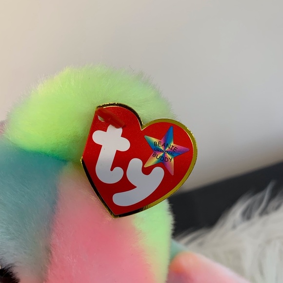 Ty (22) Pastel Rainbow Beanie Baby Bear - Picture 3 of 11